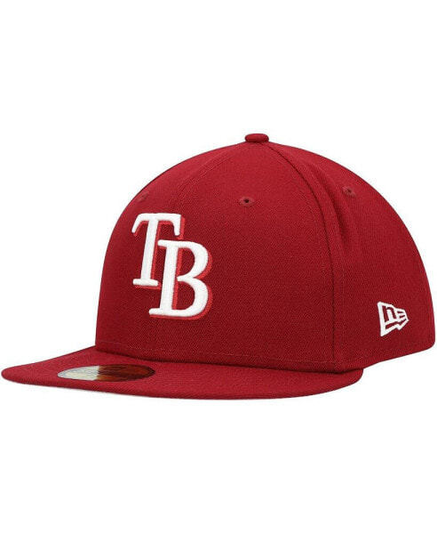 Men's Cardinal Tampa Bay Rays White Logo 59FIFTY Fitted Hat