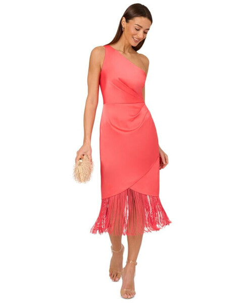 Women's Fringe One-Shoulder Midi Dress