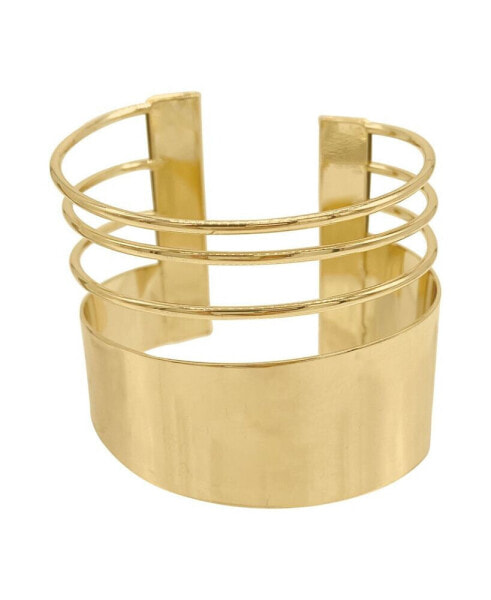 14K Gold Plated Multi Strand Tall Cuff Bracelet