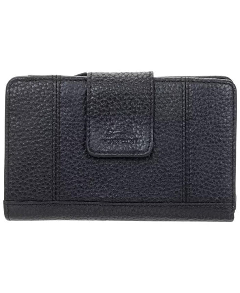 Mancini Women's Pebbled Collection Rfid Secure Clutch Wallet Navy Blue Nickel