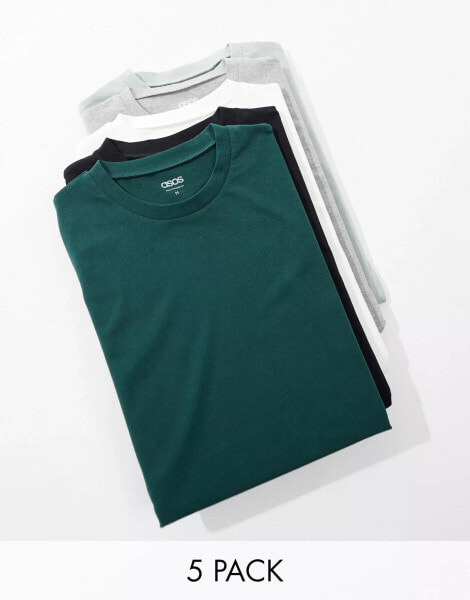 ASOS DESIGN 5 pack t-shirt with crew neck