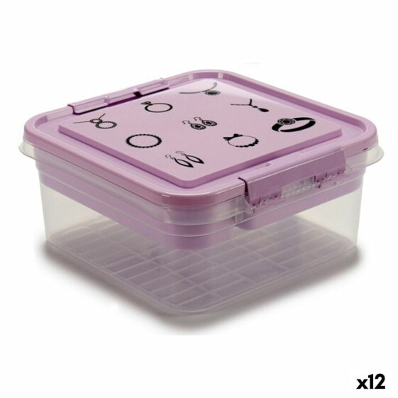 Шкатулка пластиковая фиолетовая прозрачная Gondol Jewelry box 24,5 x 11,5 x 26 cm (12 штук)