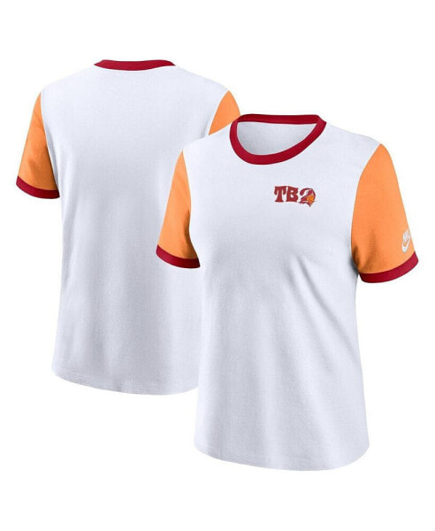 Women's White/Orange Tampa Bay Buccaneers Rewind Ringer T-Shirt