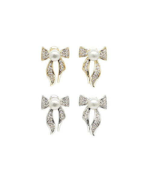 Freshwater Pearl Butterfly Stud Earrings Set