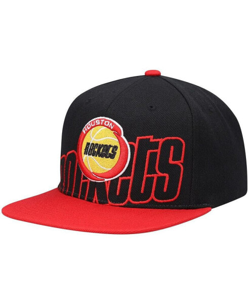 Men's Black, Red Houston Rockets Hardwood Classics Low Big Face Snapback Hat