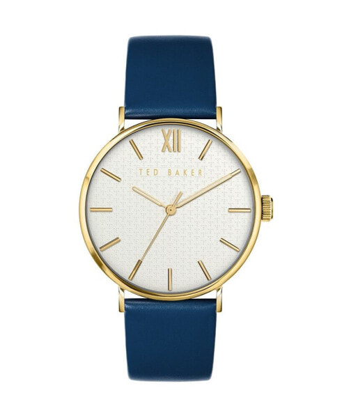 Men's Phylipa Blue Leather Strap Watch 43mm