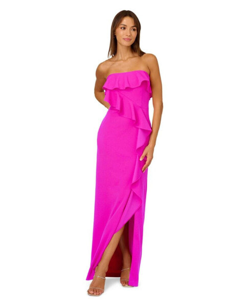 Women's Strapless Cascading Ruffle Gown