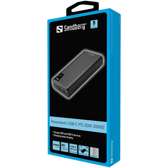 Powerbank Sandberg USB-C PD 20W 20000 - Черный