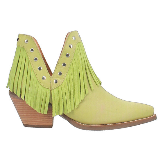 Dingo Fine N' Dandy Fringe Snip Toe Cowboy Booties Womens Green Casual Boots DI1