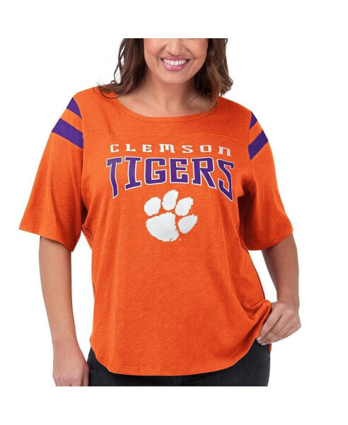 Women's Orange Clemson Tigers Plus Size Linebacker Half-Sleeve T-shirt