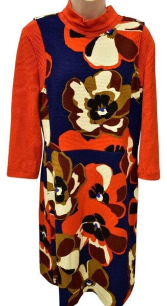ECI Floral Print Layered Look A Line Dress Floral Print Red Navy Multi S