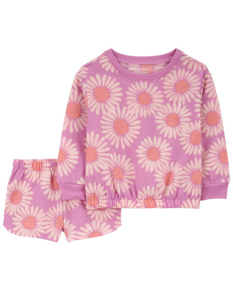 Toddler 2-Piece Daisy French Terry Pajamas 3T