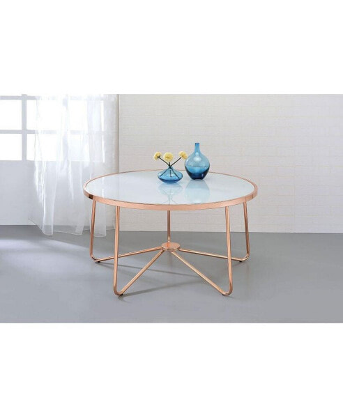 Alivia Coffee Table in Rose Gold & Frosted Glass