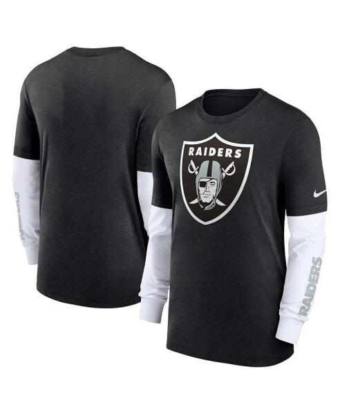 Men's Heather Black Las Vegas Raiders Slub Fashion Long Sleeve T-shirt