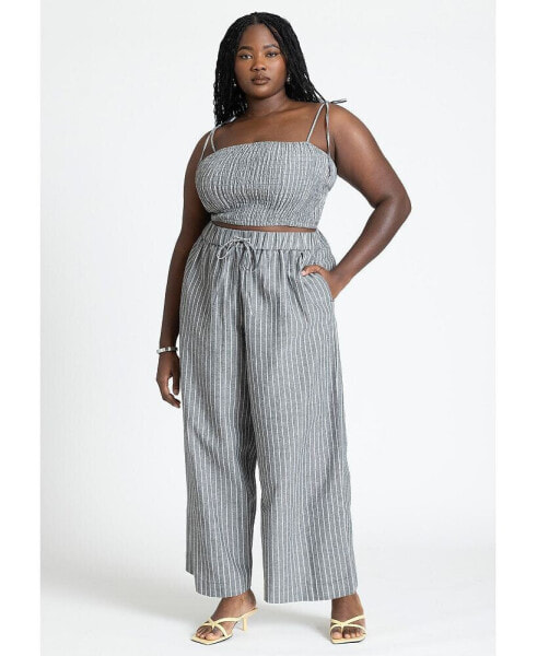 Plus Size Elastic Striped Crop Top