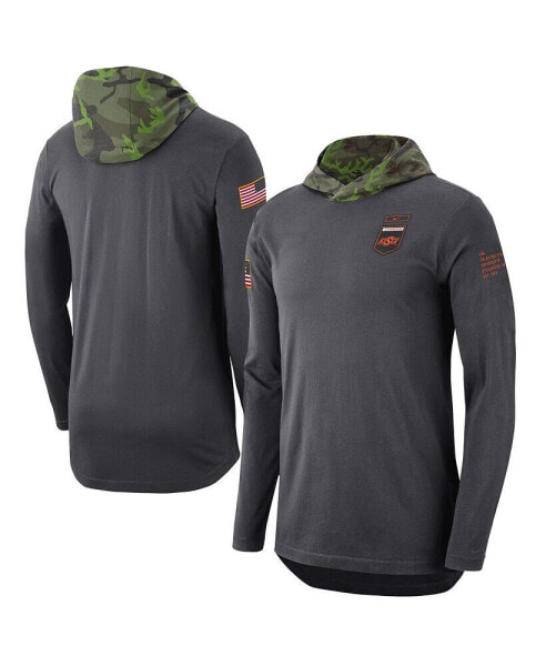 Men's Anthracite Oklahoma State Cowboys Military-Inspired Long Sleeve Hoodie T-shirt