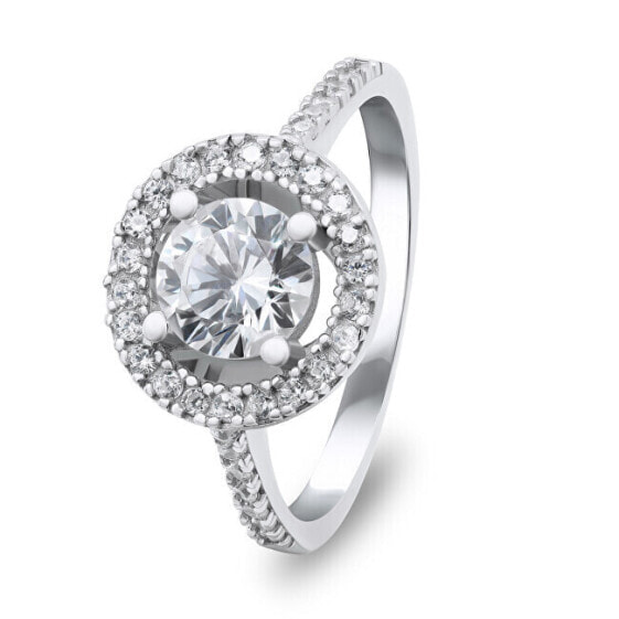 Luxury silver ring with clear zircons RI032W