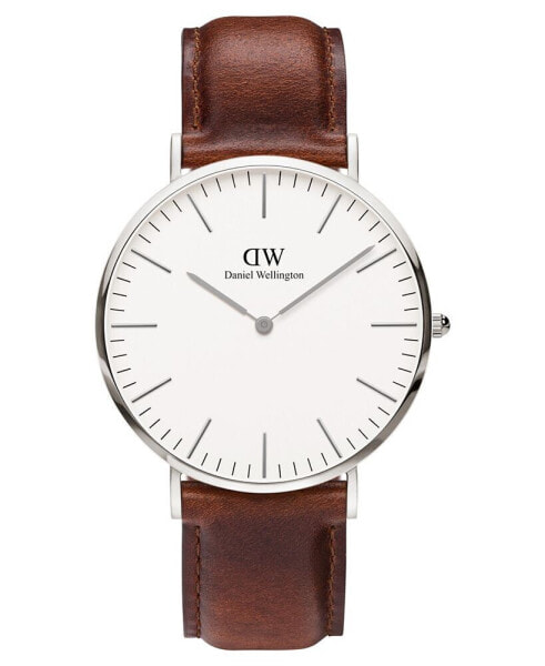 Men's Classic Saint Mawes Brown Leather Watch 40mm