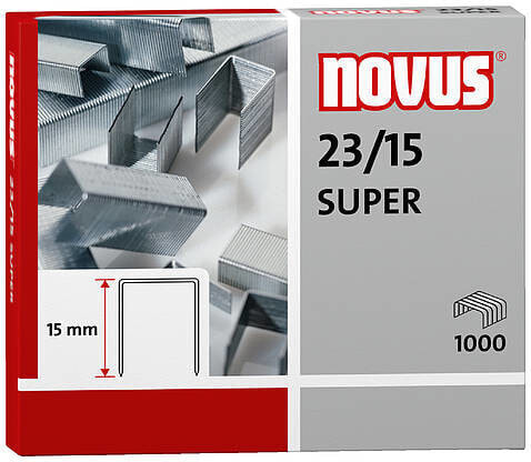Novus Dahle Novus 23/15 SUPER - Staples pack - 1.5 cm - Fixing - 1000 staples - Steel - Stainless steel