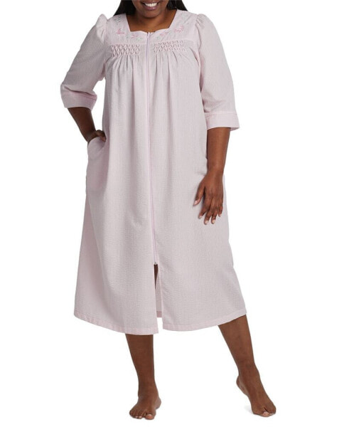 Пижама Miss Elaine большого размера с длинной молнией в клеткеный рубчик
