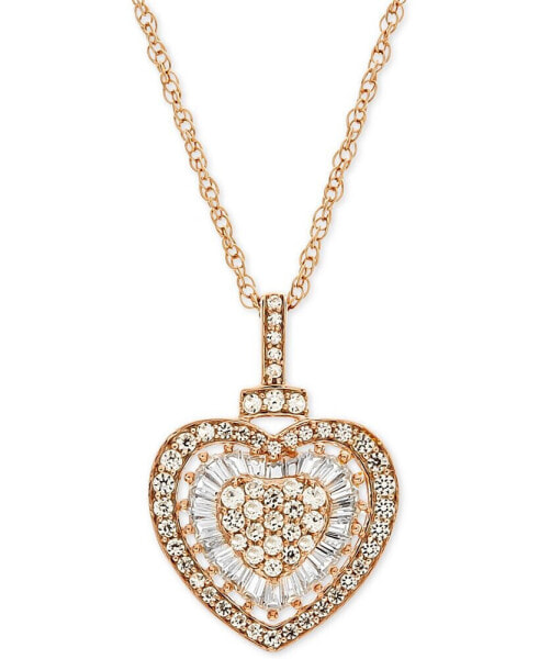 Macy's diamond Heart 18" Pendant Necklace (1/2 ct. t.w.) in 14k Rose Gold (Also Available in White Gold)