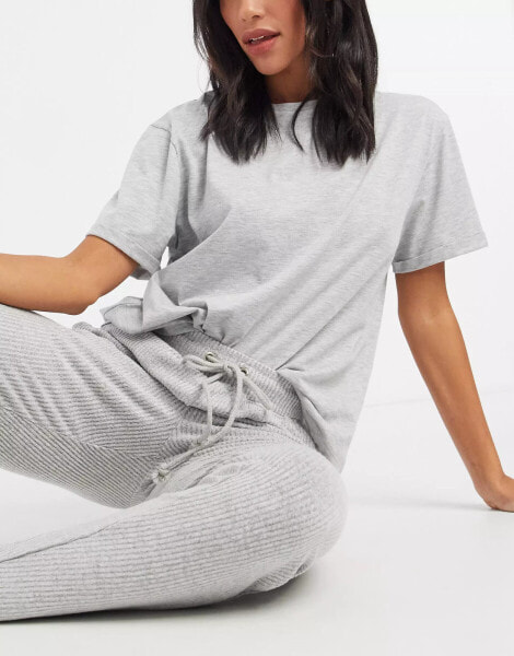 ASOS DESIGN mix & match jersey pyjama tee in grey marl