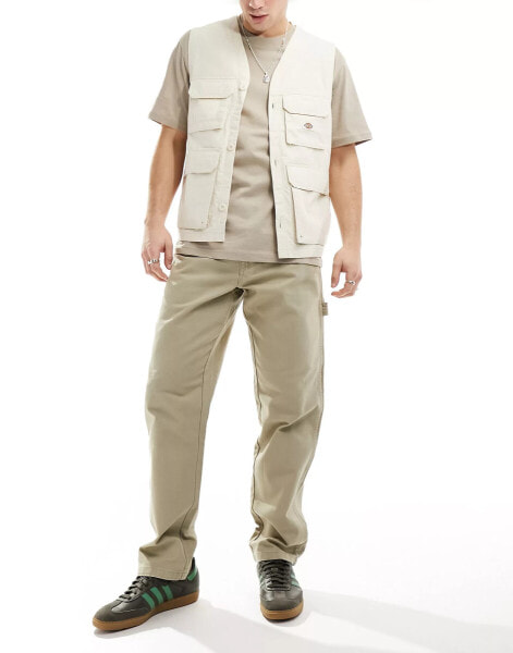 Dickies duck canvas carpenter trousers in desert sand