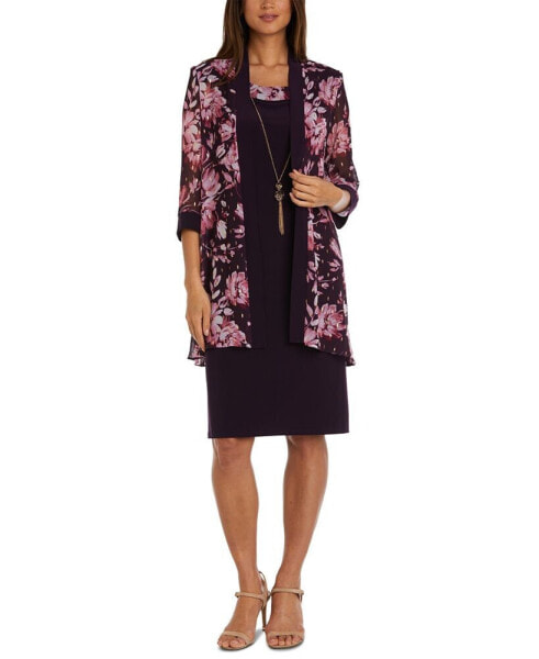 Women's Necklace Dress & Foil-Print Jacket