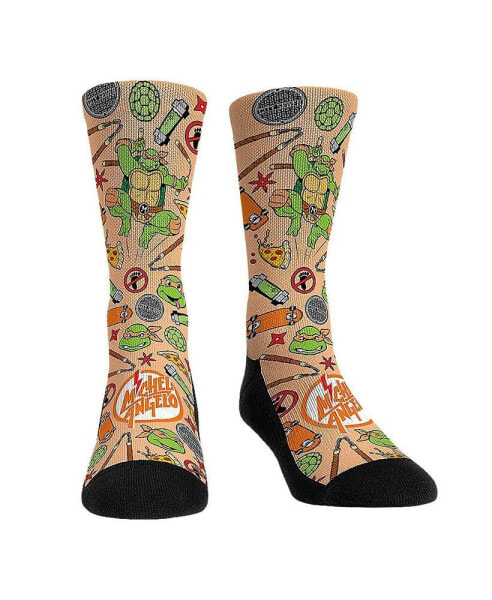 Rock Em Socks Men's and Women's Teenage Mutant Ninja Turtles Michelangelo Kaboom Crew Socks