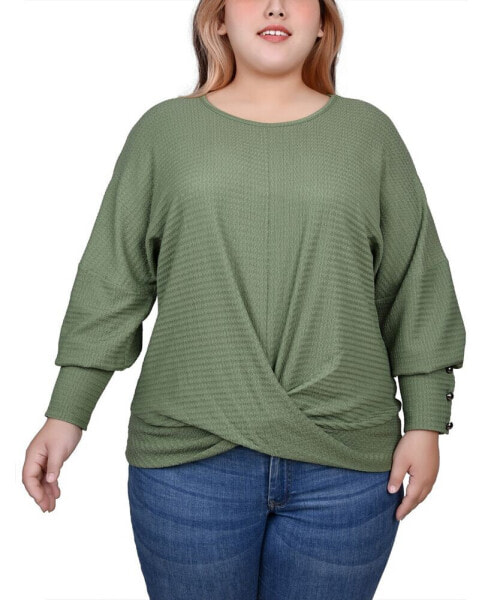 Plus Size Long Sleeve Textured Knit Top