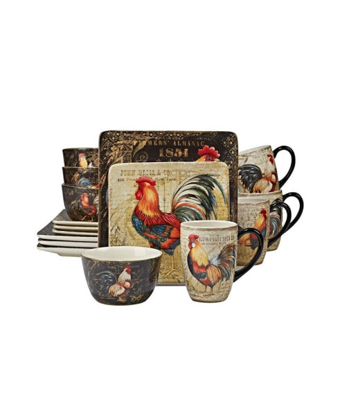 Gilded Rooster 16-Pc. Dinnerware Set