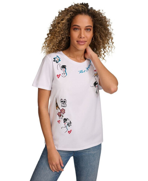 Women's Embroidered Motif T-Shirt