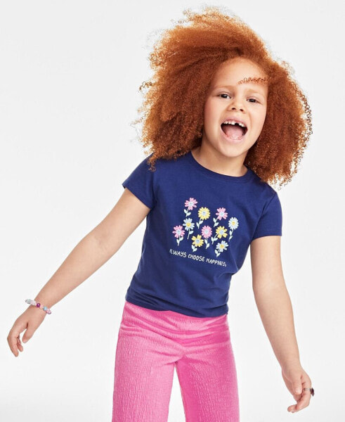 Little Girls Happy Flowers Graphic T-Shirt, Created for Macy's
