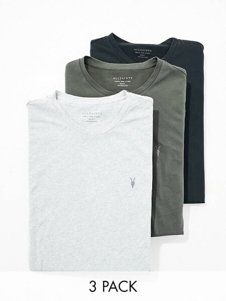 AllSaints Brace brushed cotton t-shirt 3-pack in multi