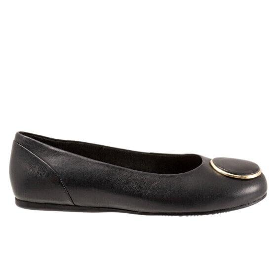 Softwalk Sonoma Halo S2257-001 Womens Black Wide Leather Ballet Flats Shoes 12