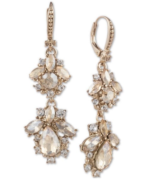 Crystal Cluster Double Drop Earrings