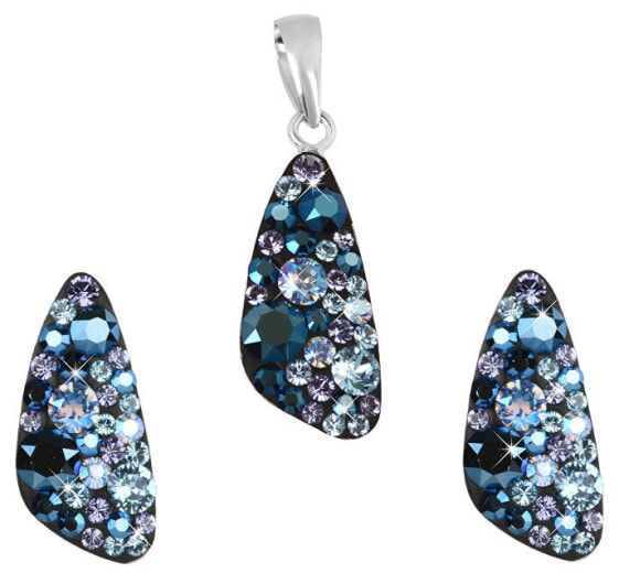 Silver jewelry set 39167.3 blue style