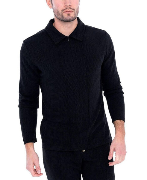 Men's Long Sleeve Zip Neck Knit Top