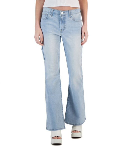 Juniors' Mid-Rise Flared Utility Jeans