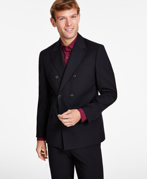 Men's Slim-Fit Double-Breasted Stripe Suit Jacket, Created for Macys