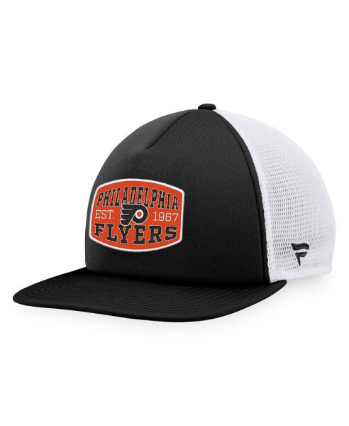 Men's Black, White Philadelphia Flyers Foam Front Patch Trucker Snapback Hat