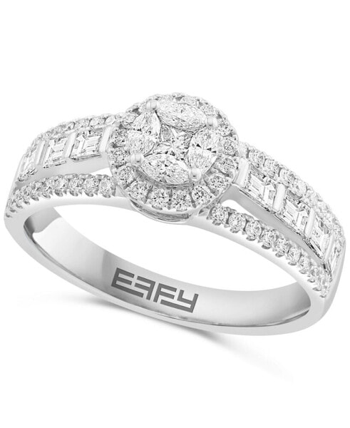 EFFY® Diamond Round Halo Cluster Ring (7/8 ct. t.w.) in 14k White Gold