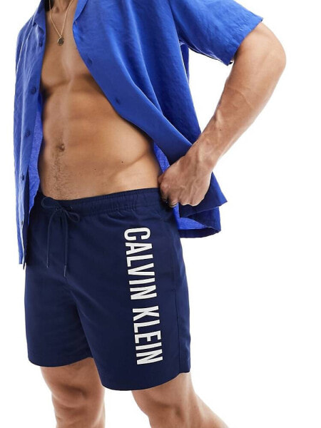 Calvin Klein intense power medium drawstring swim short in navy