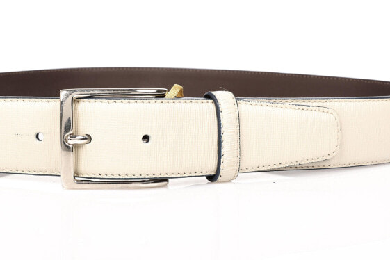 Canali 288790 Men's Texture Leather Belt, Size 32 - White