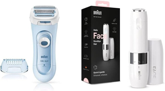 Braun Silk-epil Lady Shaver 5-160 3-In-1 Wireless Wet & Dry electric shaver for women, trimmer and peeling system, blue