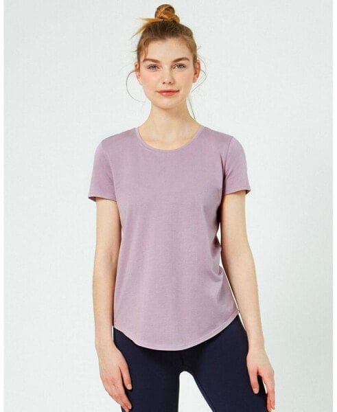 Rebody Essentials Scooped Short Sleeve Top For Women