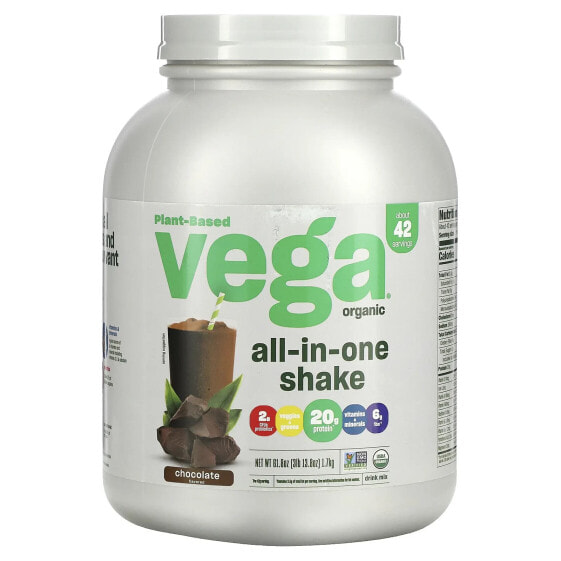 Растительный протеин Vega Шейк, все в одном, шоколадный, 61.8 унций (1.7 кг)
