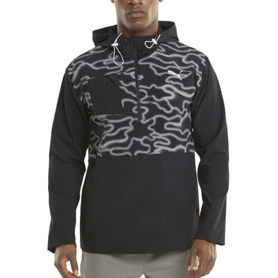 Puma Run Reflective Woven Half Zip Jacket Mens Black Casual Athletic Outerwear 5