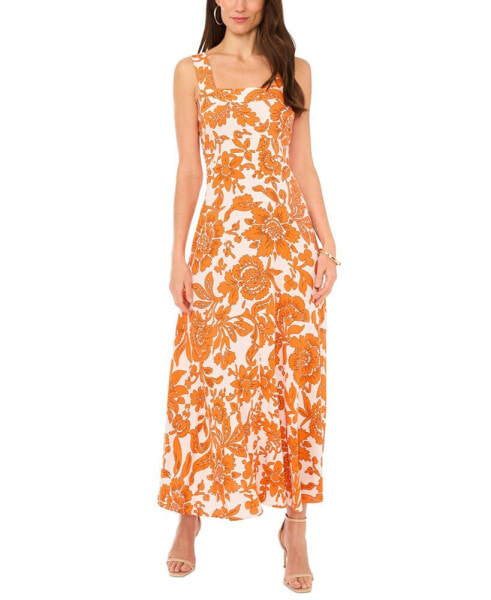 Women's Printed Smocked-Back Maxi Dress