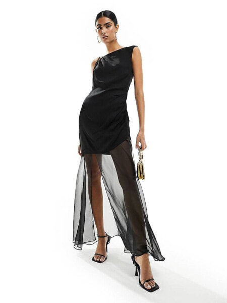 Ever New sheer contrast maxi dress in black